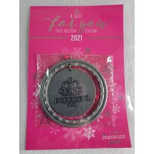 Paparazzi 2021 Holiday Ornament Silver Spinner Rhinestone Limited Edition NEW